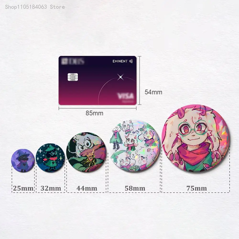 D-Deltarune Ralsei Enamel Pin Tinplate Round Brooch Cosplay Nijigen Otaku Culture Badges 58mm 44mm 32mm 75mm 25mm