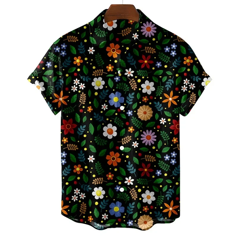 Hawaiian Floral Beach Shirt 3D Printed Man/Women Casual Fashion Short Sleeves Shirts Button Streetwear Oversized Unisex Clothing