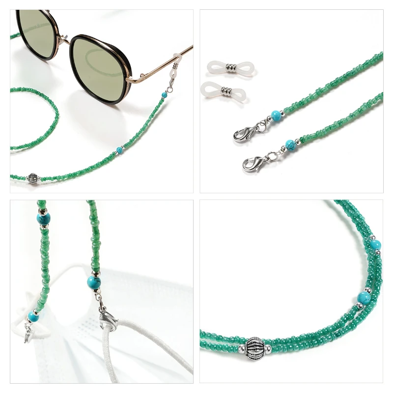 

ROXI | Blue Turquoise Glasses Chain Fashion Men Women Lantern Bead Vintage Mask Chain Korean Fashion New
