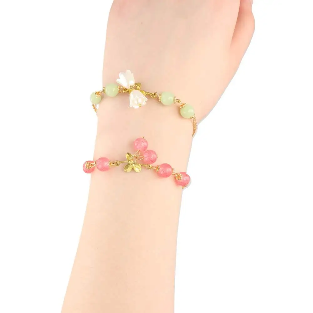 Cherry Pendant Orchid Bracelet Exquisite Charm Jewelry Accessories New Chinese Style Bracelet Flower Hand Rope Beaded Hand Ring