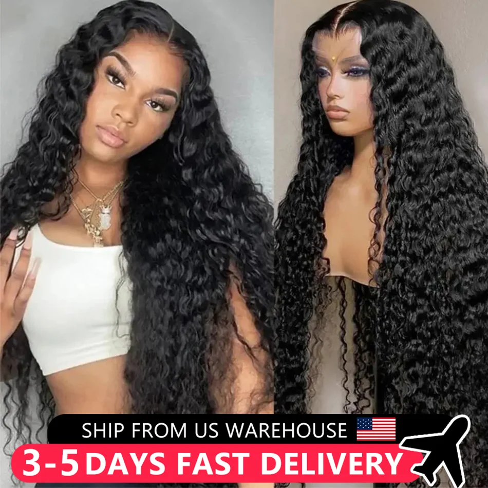 New Glueless 5x5 Lace Closure Wig Curly Human Hair For Women Pre Plucked Deep Wave 13x4 Transparent Lace Frontal Wigs PrePlcuked