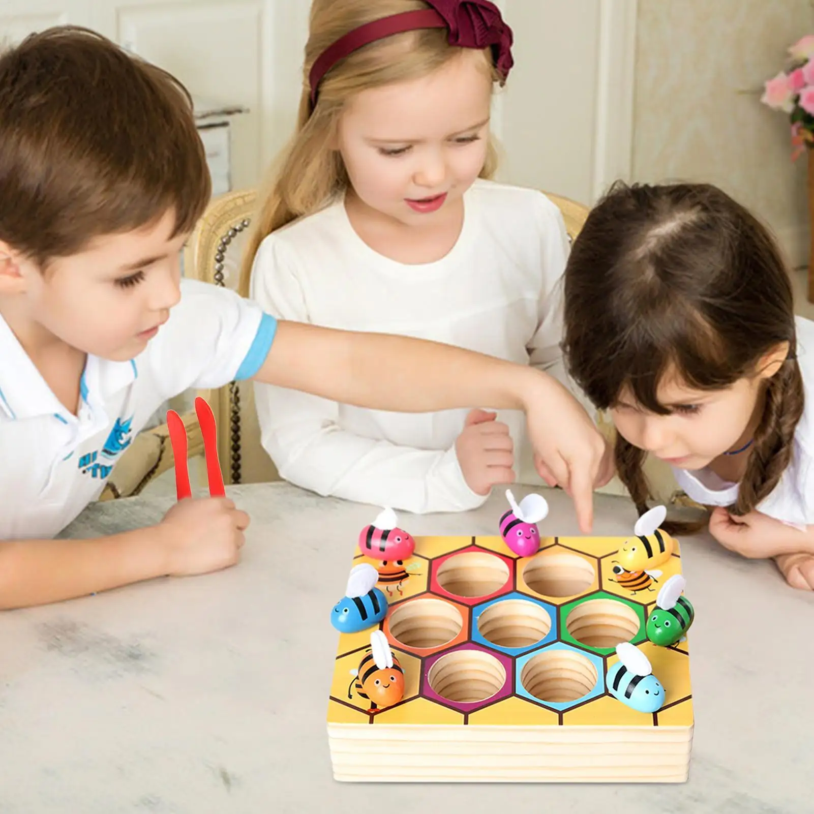 Color Sorting Toys Bee Trap Color Matching Game Educational Learning Toy Teaching Aids for Ages 3 Boys Girls Preschool Classroom
