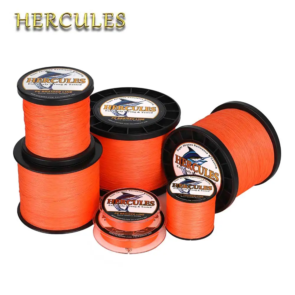 

12 Strands Braided Fishing Line PE Multifilament 100M-2000M Orange10 to 420LB Super Strong Fish Line Wire Saltwater Hercules