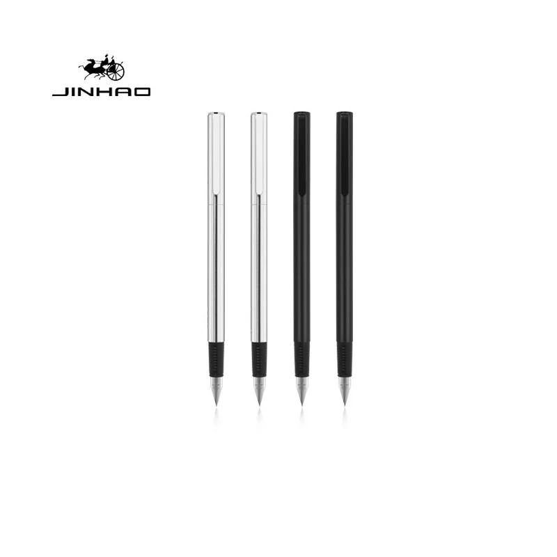 Jinhao 65 Fountain Pen Matte Black All Steel Barrel Extra Fine Nib Ink Pens for Writing Calligraphy F7108
