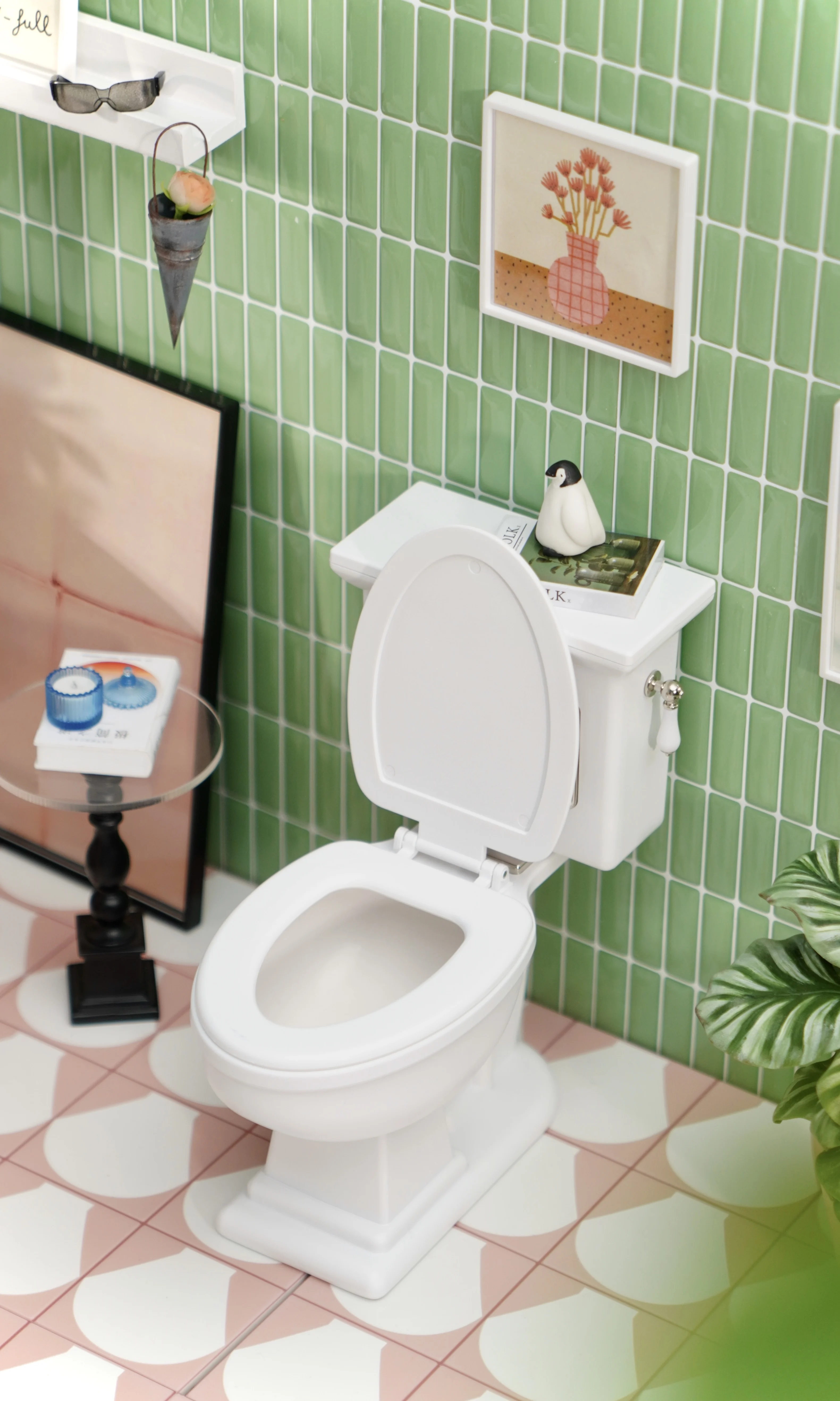 Retro Split Toilet Miniature Toy for 1/6 Doll House Multicolor Mix Bathroom Ornaments Collectible Toys And Decorations