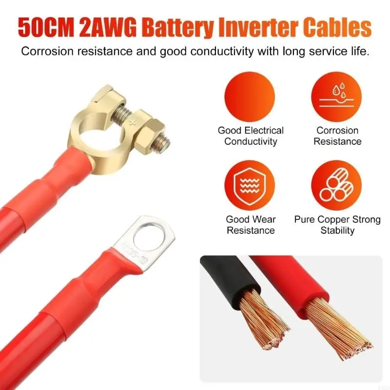  2AWG Battery Link Cable 20Inch 3/8'' Works With Car And Solar Equipment