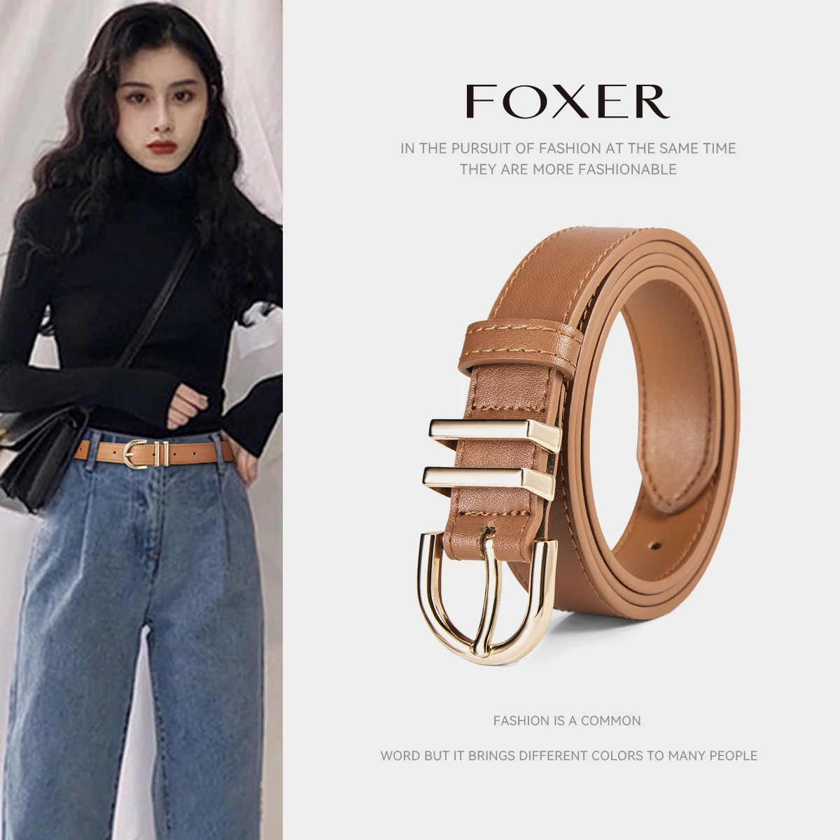 

FOXER Новый роскошный женский ремень из воловьей кожи с пряжкой - регулируемый повседневный ремень для джинсов, юбок - минималистичный аксессуар