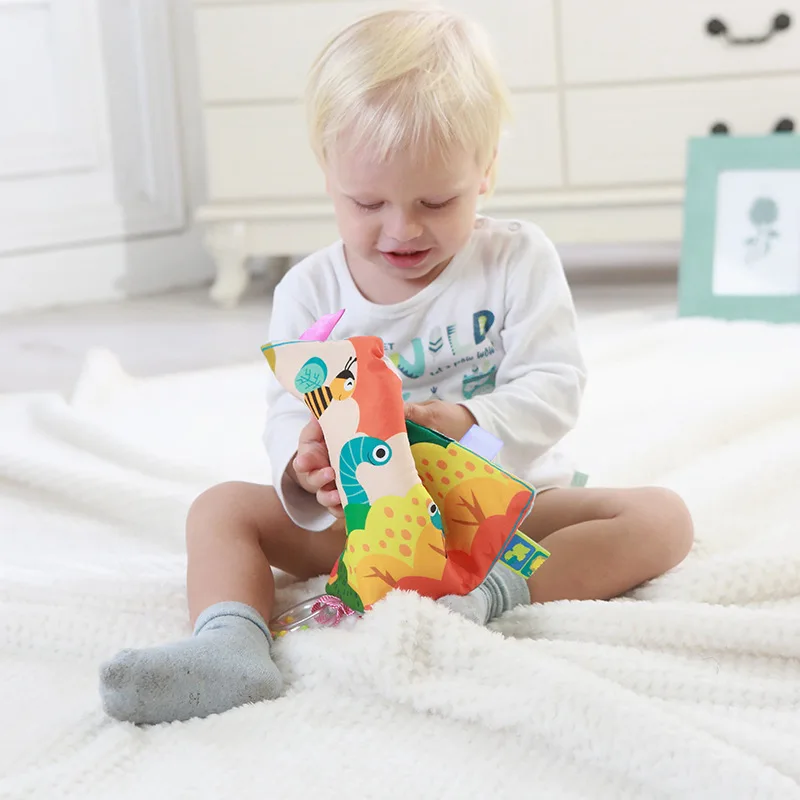 Baby Toys Colorful Multi Purpose Soothing Towel with Sound Paper Ring Toothpaste Baby Cognitive Cloth Book Soothing Supplies Toy