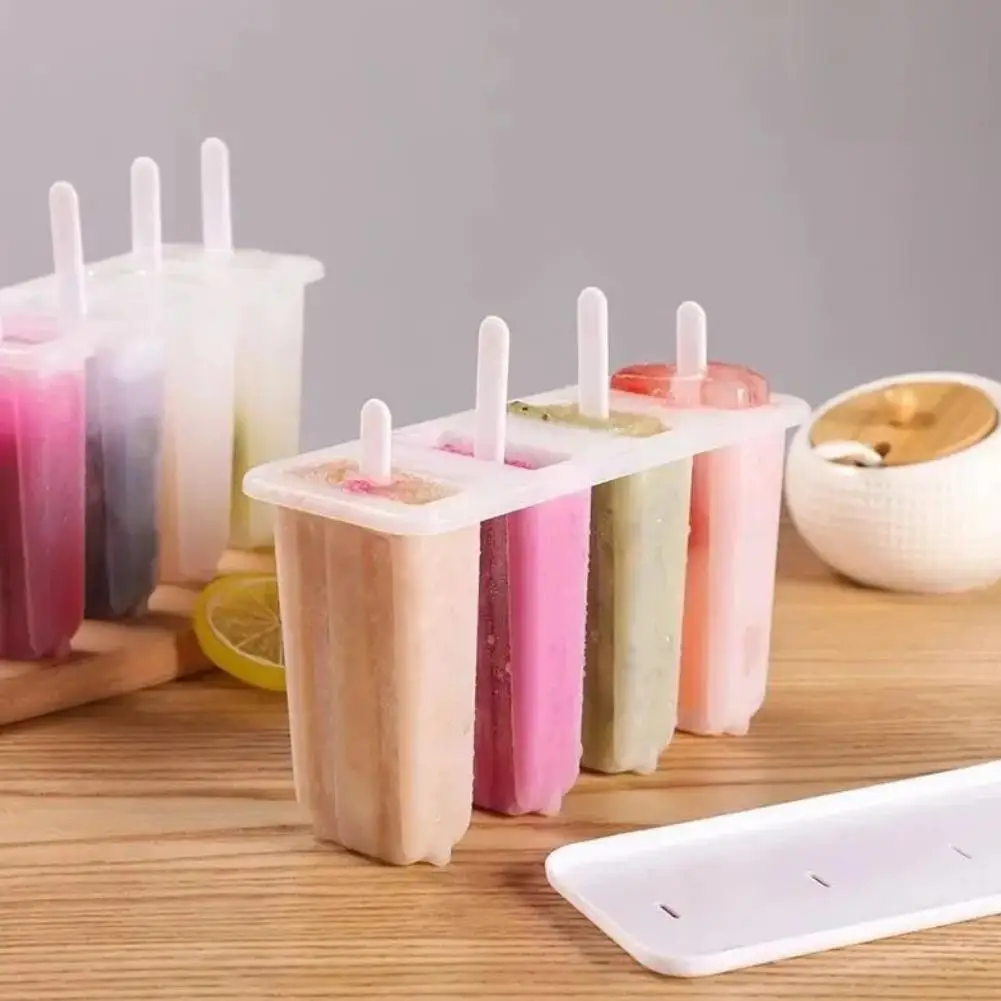 Food Grade Silicone Ice Pop Mold Ice Tray With Lid Diy Juice Coffee Easy Release DIY Popsicle Jelly Frozen Ice Cream Sorbet Mold