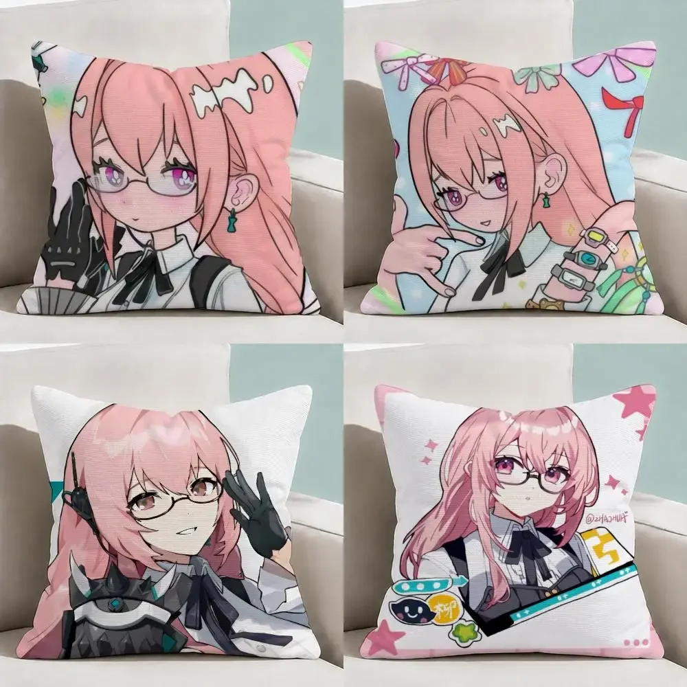Gaming ZZZ Yanagi Cyber Chibi Cushion Cover Throw Pillow Soft Short Plush Cozy Durable Colorfast Sofa Bedroom Home Decor Gift