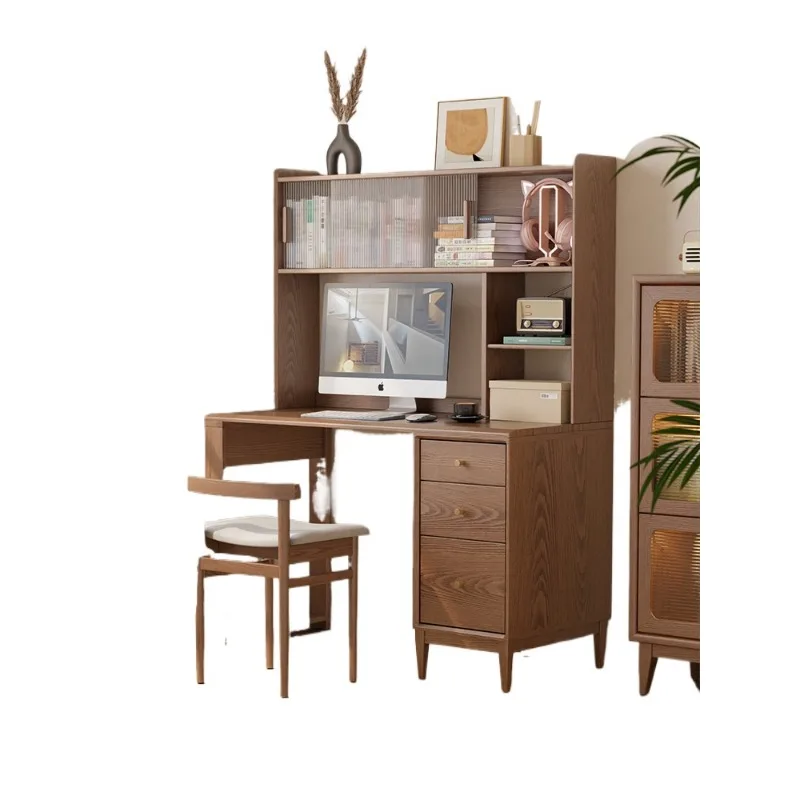 

Интегрированная книжная полка для стола из массива дерева, небольшая квартира, компьютер, учебный стол, книжный шкаф для спальни