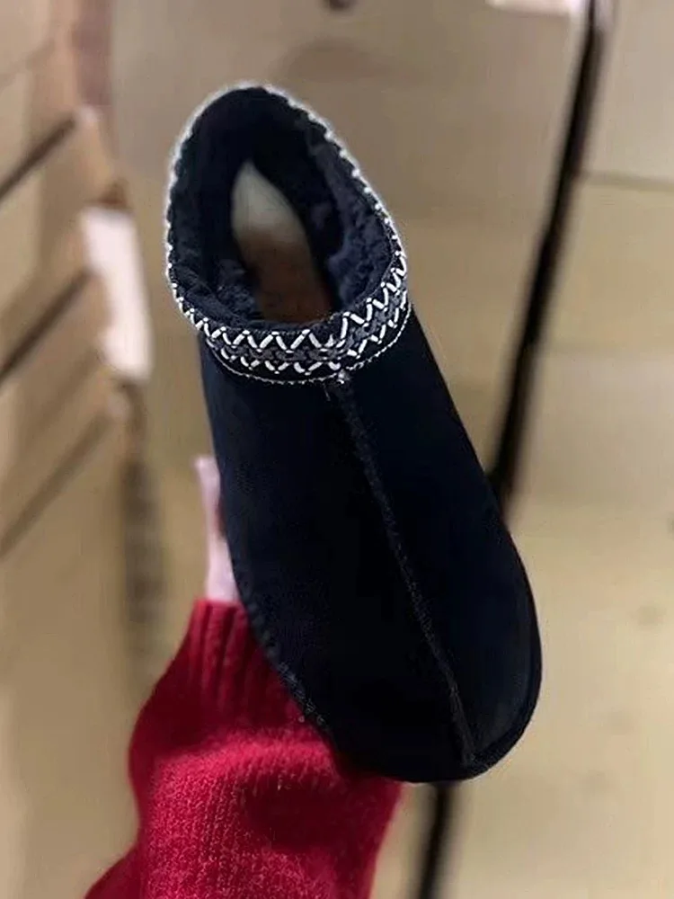 أحذية نسائية شتوية جديدة لعام 2025 أحذية ثلج قصيرة من القطيفة أحذية دافئة من جلد الغزال بنعل سميك أحذية نسائية تشيلسي مقاس كبير بوتاس موهير #6