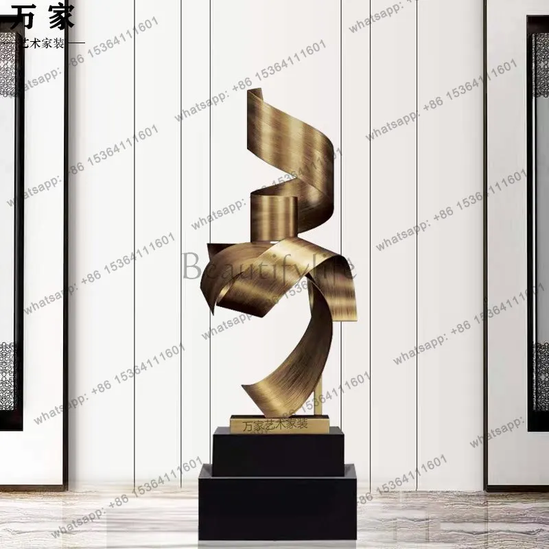 Modern large-scale abstract metal ornaments Hotel lobby sculpture floor decoration