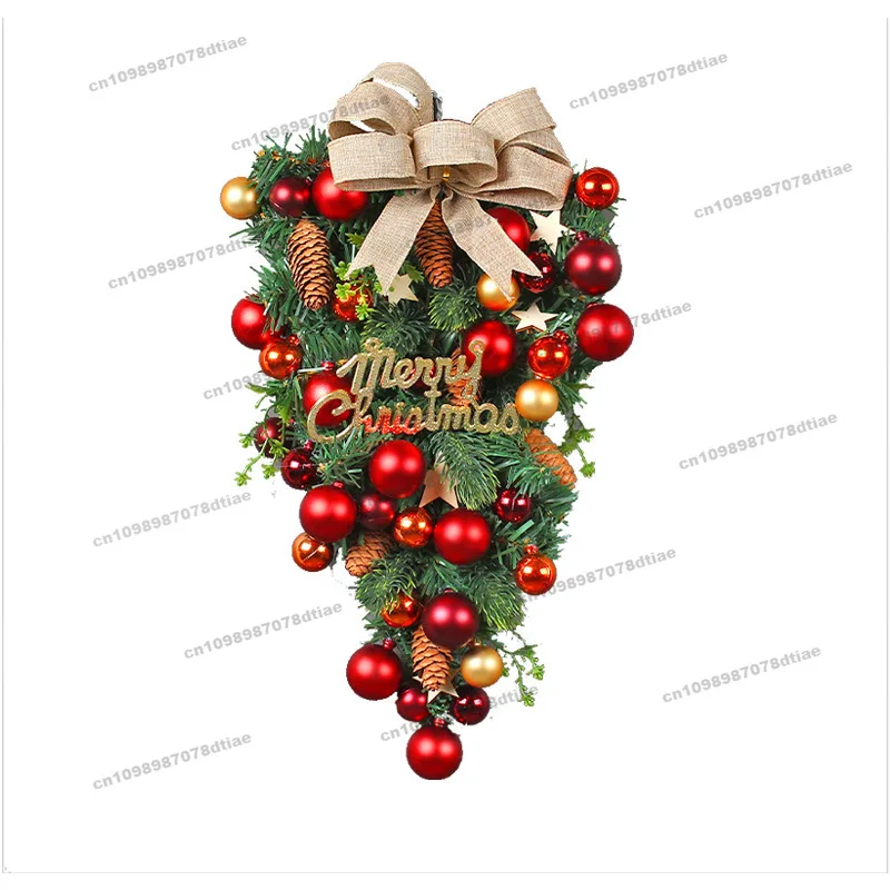 

Creative Christmas Decorative Ball Upside Down Scene Arrangement Decorative Bow Rattan Door Hanging Tree Pendant