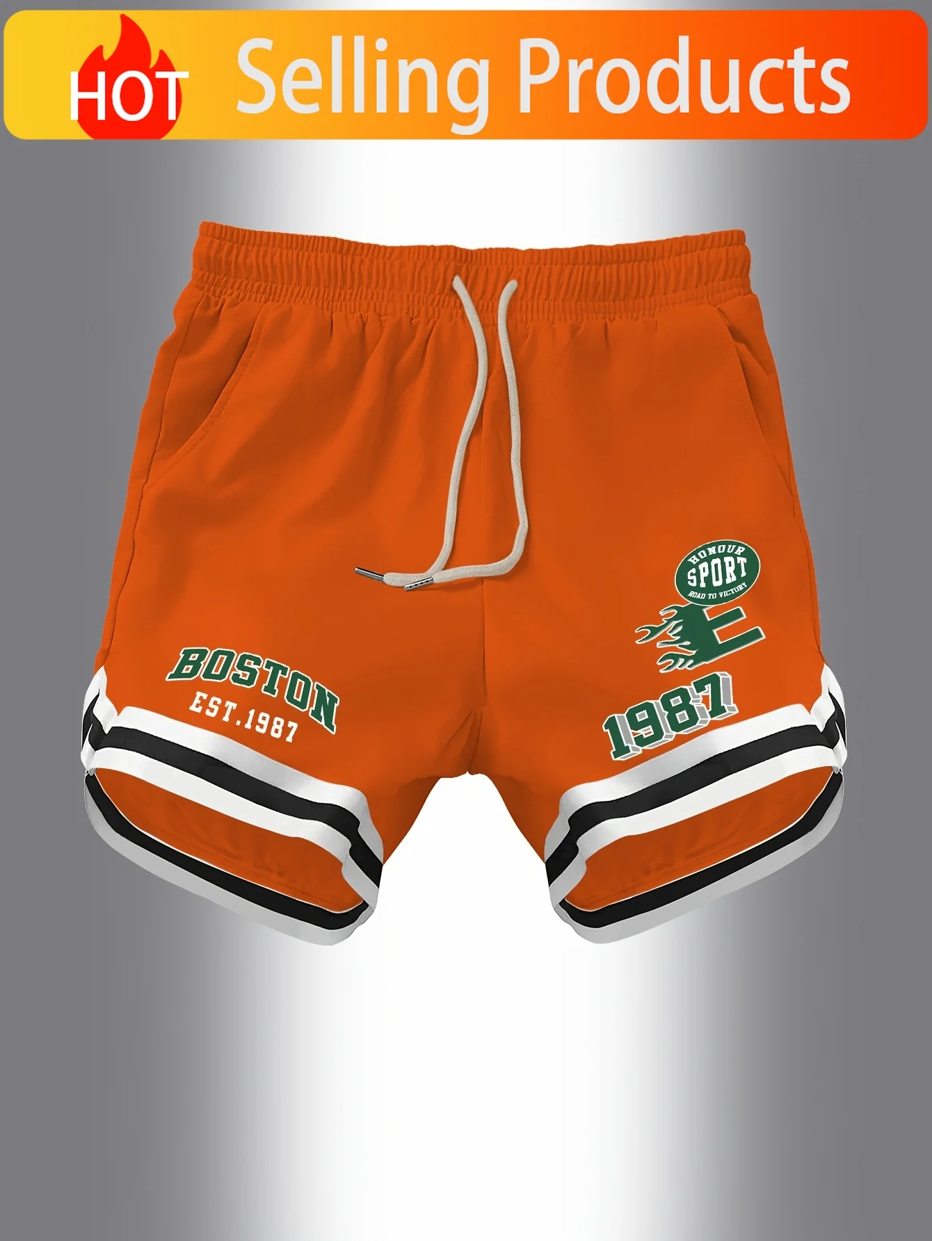 Athletic Print Basketball Shorts