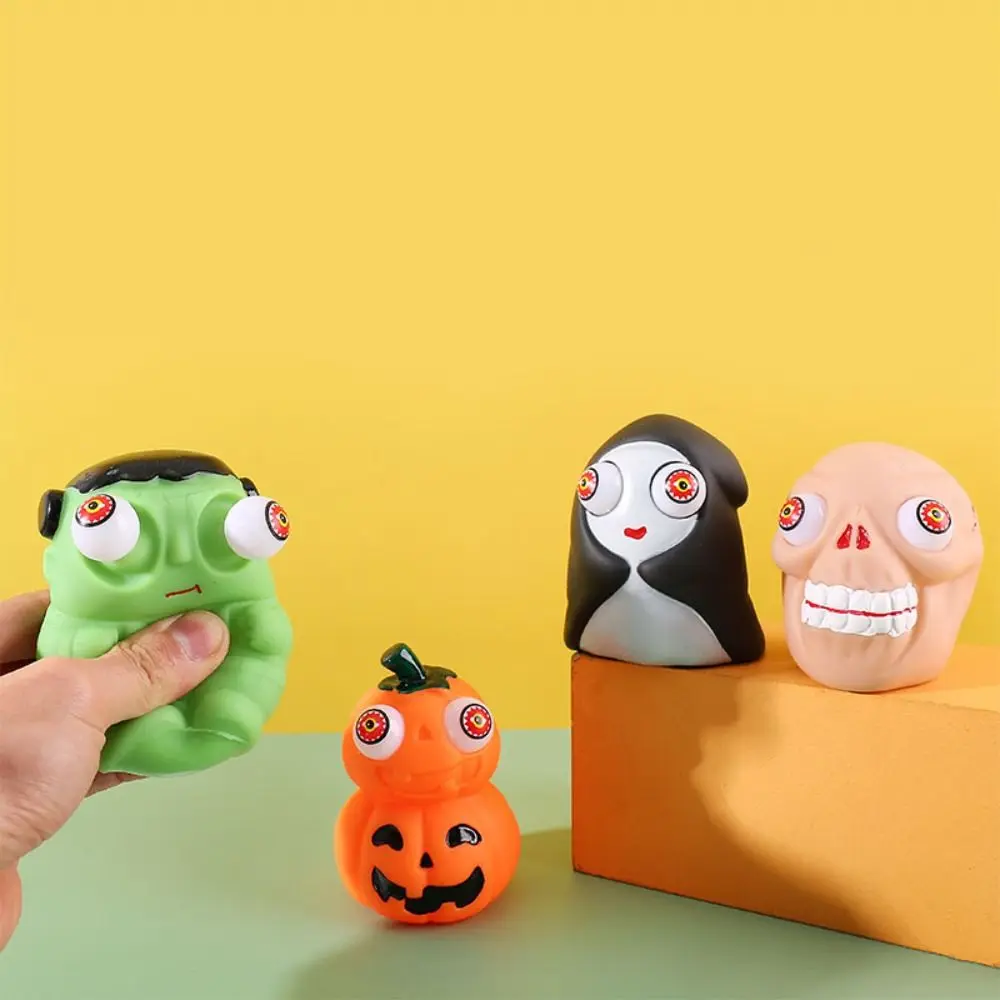 

Halloween Eye-popping Toy Pumpkin Ghost Head Novelty Squeeze Toy Funny Teasing People Vent Stress Relief Toys