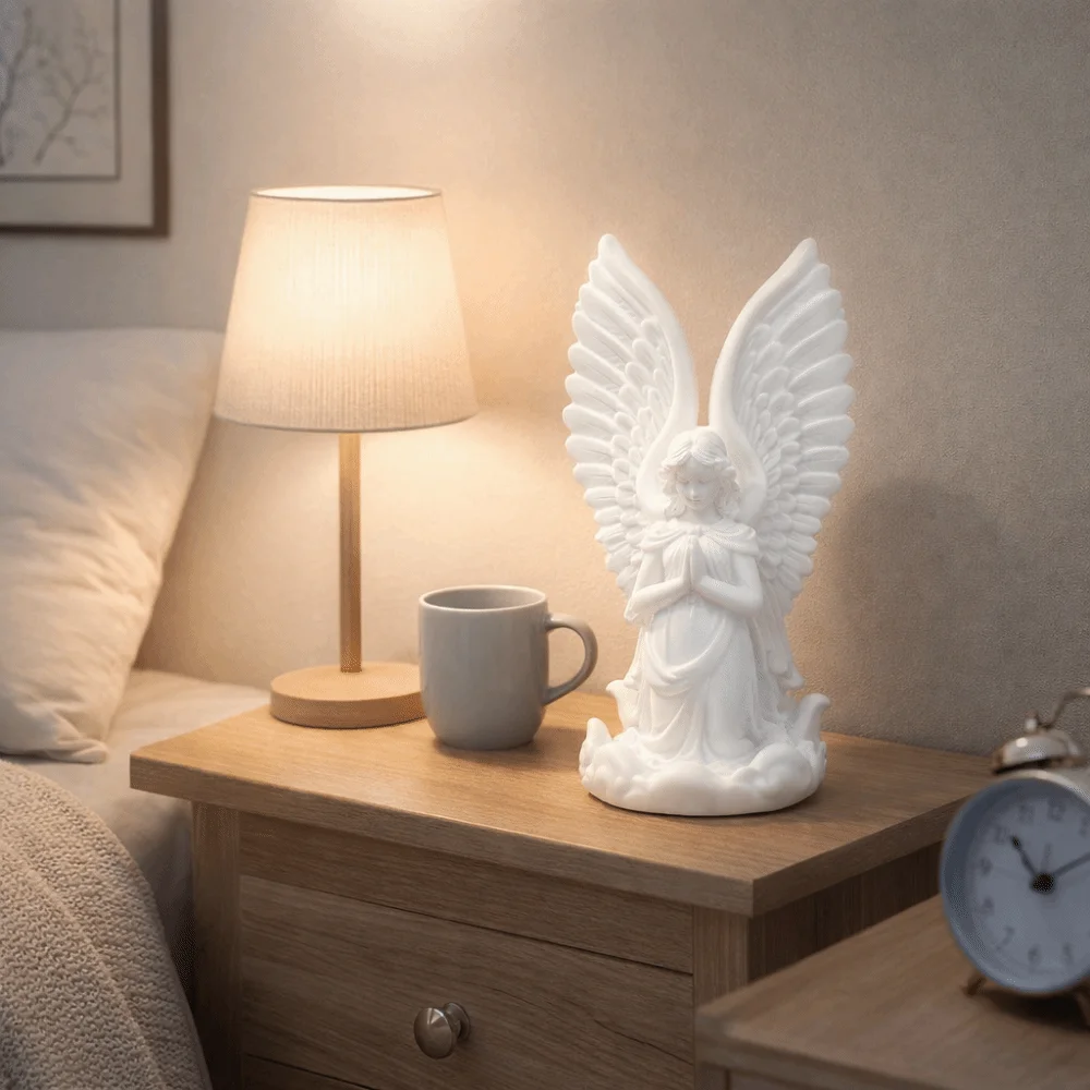 Desk Display 3D Printed Angel Figurine Exquisite Pray Guardian Angel Statue Modern Plastic Angel Ornament Shelf Display