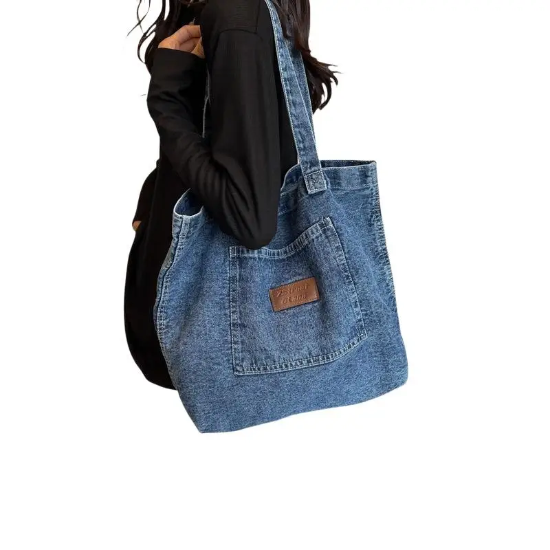 Designer-Handtasche aus Denim, luxuriöse Designer-Tragetasche, modische Clutch-Taschen, einfarbige, schlichte Damen-Handtaschen für den täglichen Gebrauch, 202 – Detail 6