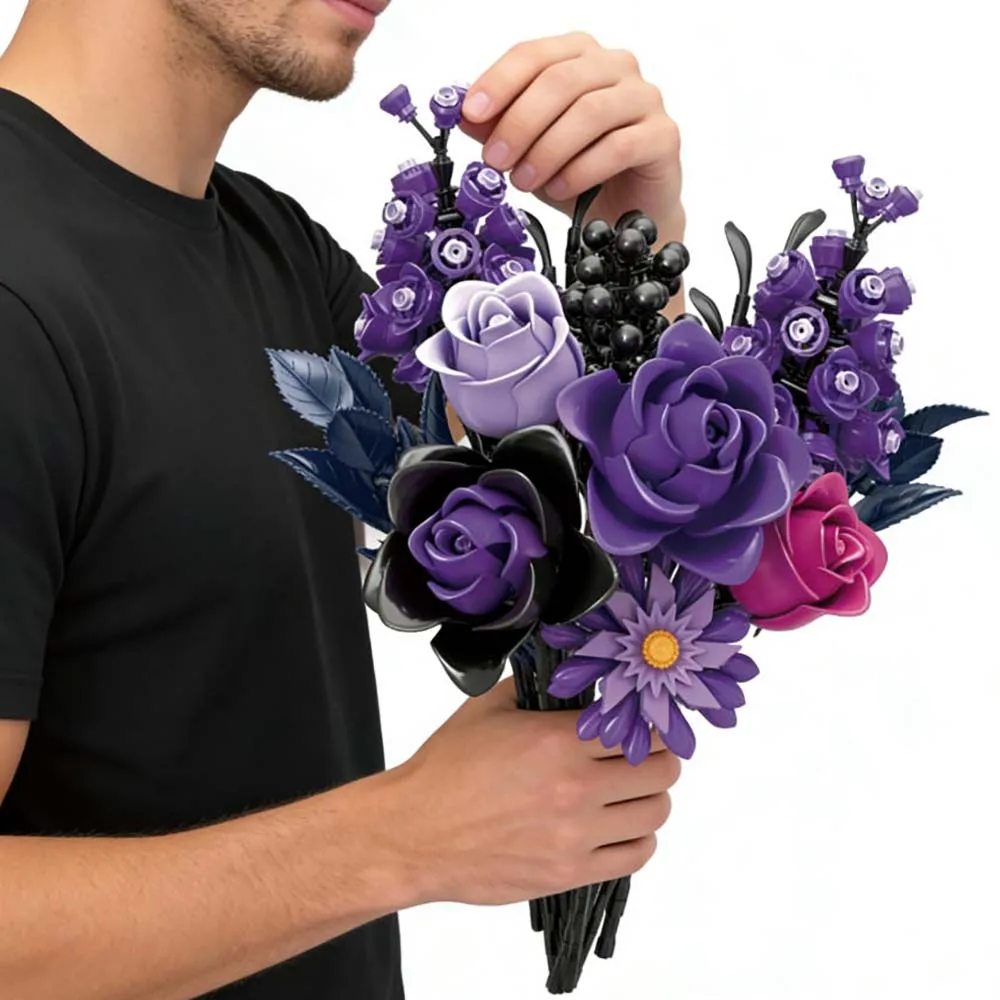 

Gothic Eternal Brick Flower Ornaments Girlfriend MOC 822 PCS Valentine's Day Gift DIY Roses Flower Building Blocks Desktop Decor
