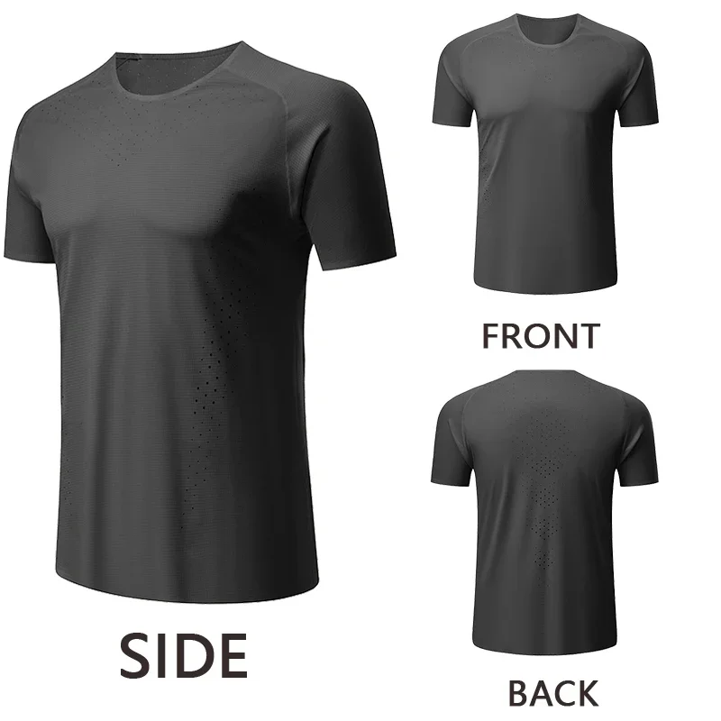 Men's Gym Jogging T-Shirt Running Tops Male Short Sleeve Sportswear Exercise Basketball Clothing Muscle Fit Training Sweatshirts