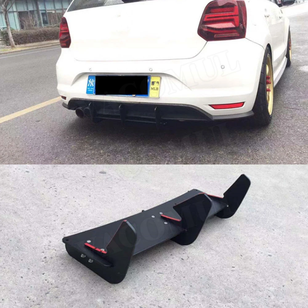 

VACOMUL High Quality ABS Rear Lip diffuser Trim Cover Spoiler For VW Polo GTI 2015 2016 Fins Shark Back Bumper Guard Car Styling