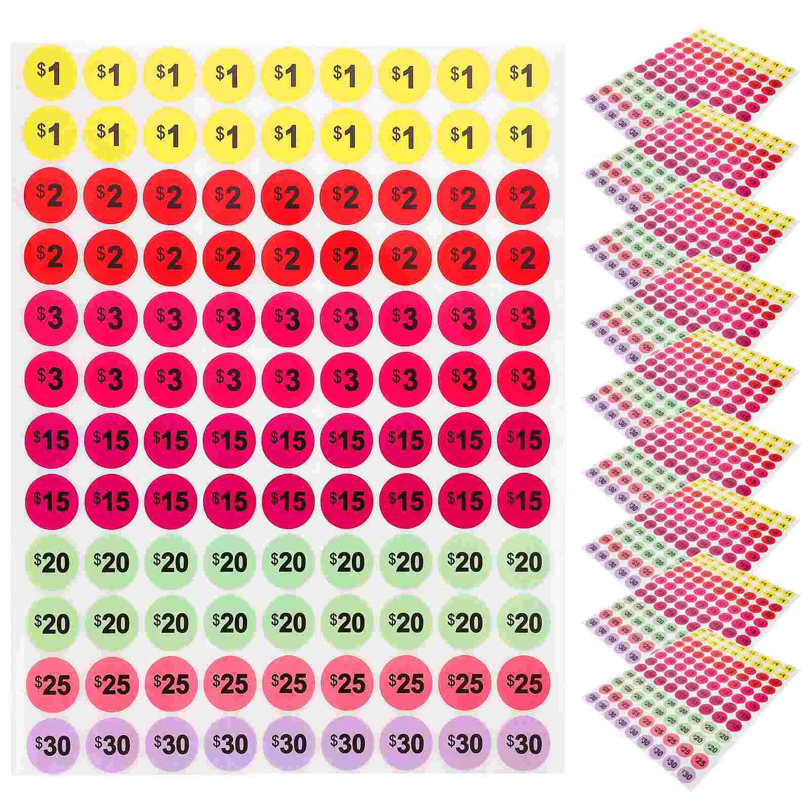 10 Sheets Pricing Labels Supermarket Dollar Price Tag Sticker for Jars Sale Stickers