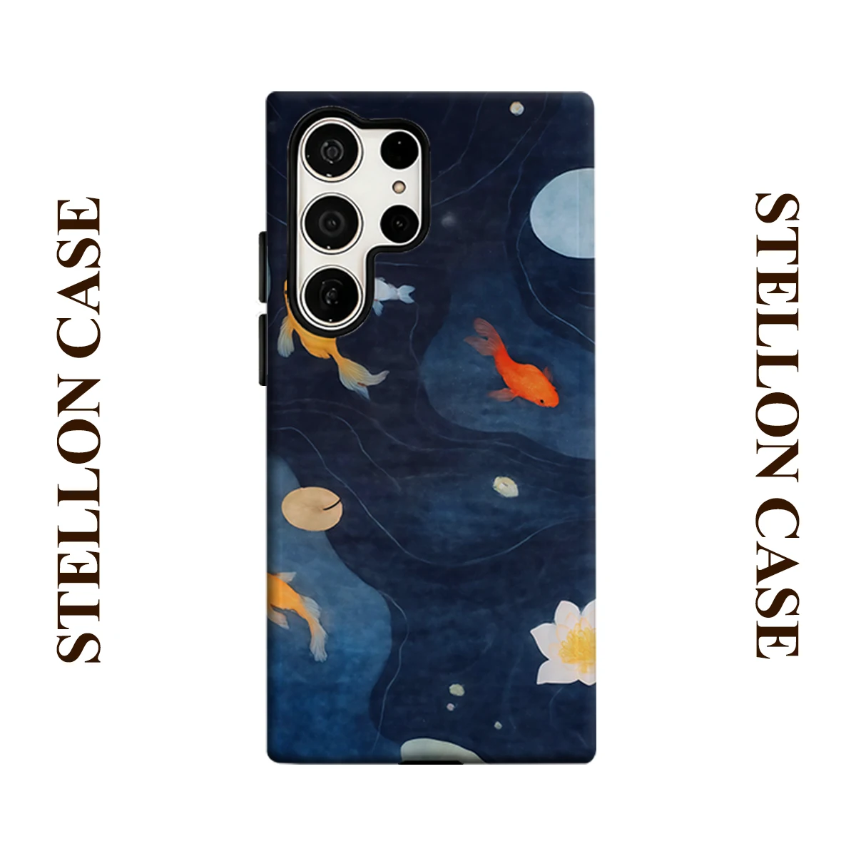 Lotus Goldfish Phone Case for Samsung Galaxy S25 Ultra S24 S23 Ultra Plus Glossy Double-layer Back Cover