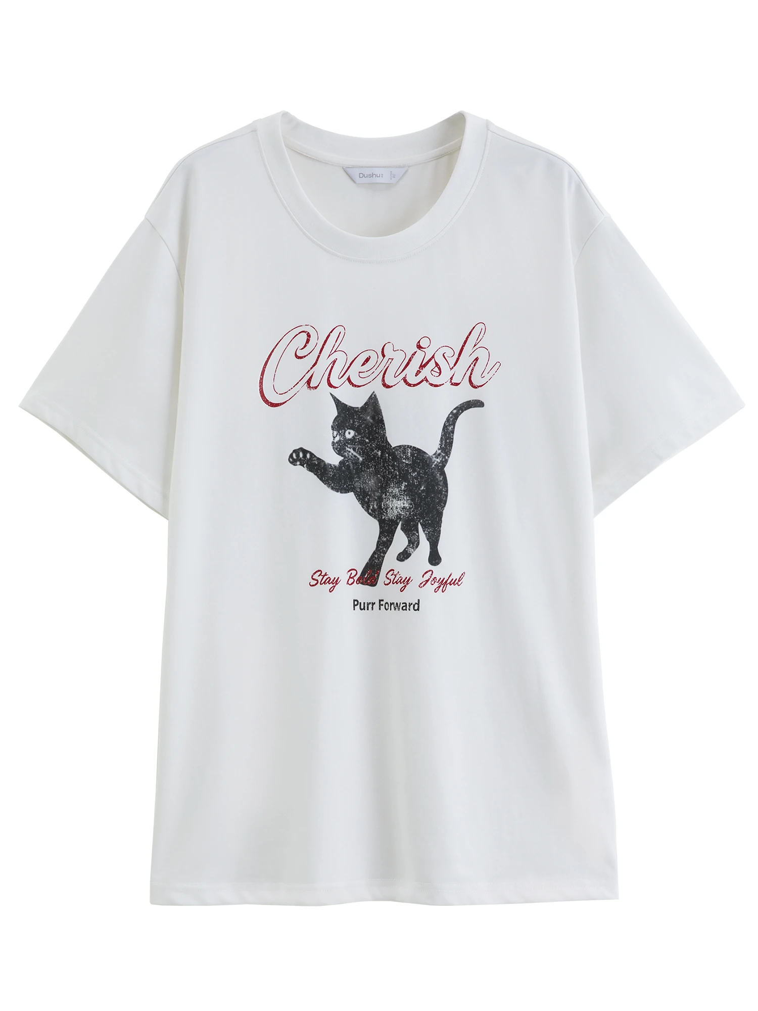 DUSHU Cartoon-Muster Kurzarm-T-Shirt für Damen, Herbst 2026 Neuerscheinung, Modisch Vielseitig Locker Sitzend Süß und Cool Basics – Detail 13