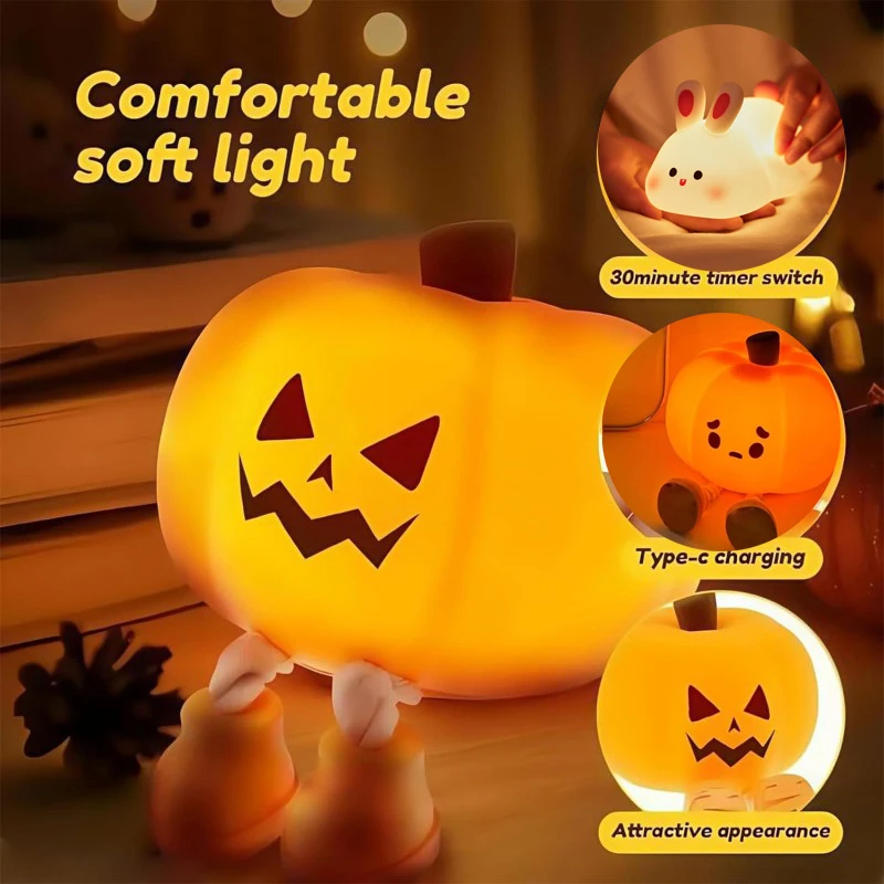 مصباح طاولة LED ليلي قابل لإعادة الشحن من السيليكون قابل لإعادة الشحن، ضوء ليلي للأطفال لغرفة نوم الحضانة، هدية عيد ميلاد لطيفة