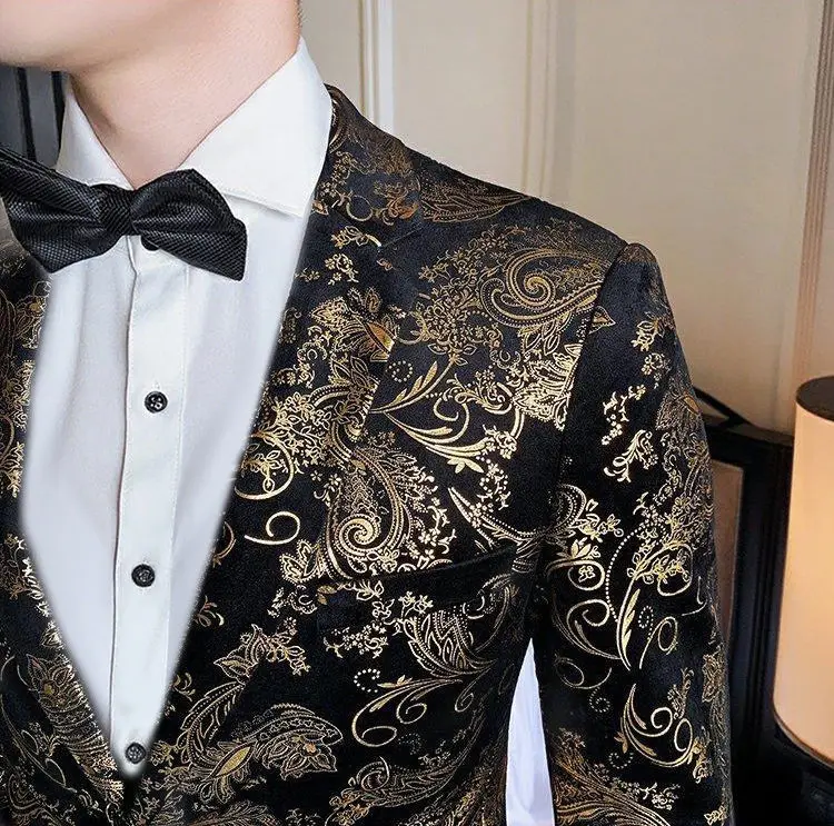 Herrenanzüge mit Goldstickerei, Modische Bankett- und Tanzkostüme, Trendige Moderatoren- und Hochzeitsanzüge, Männliche Star-Performanceanzüge – Detail 15