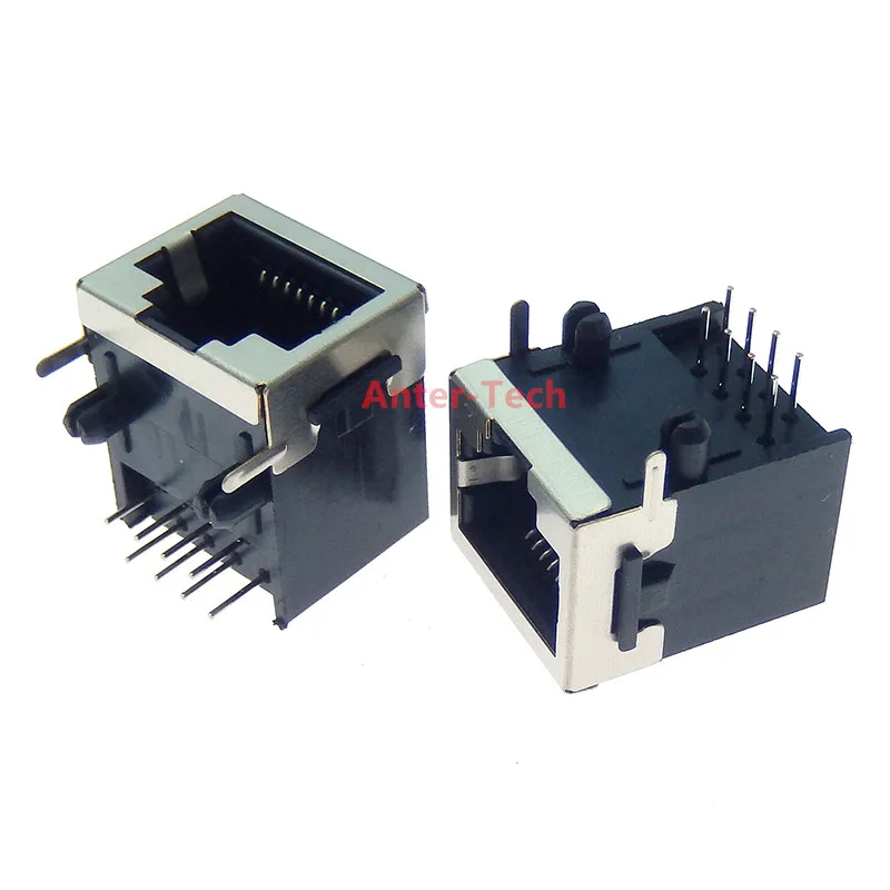 RJ45/18.3 unlit network socket 8P8C PCB horizontal mounting pins Shielded Ethernet interface 90 degree network Internet module