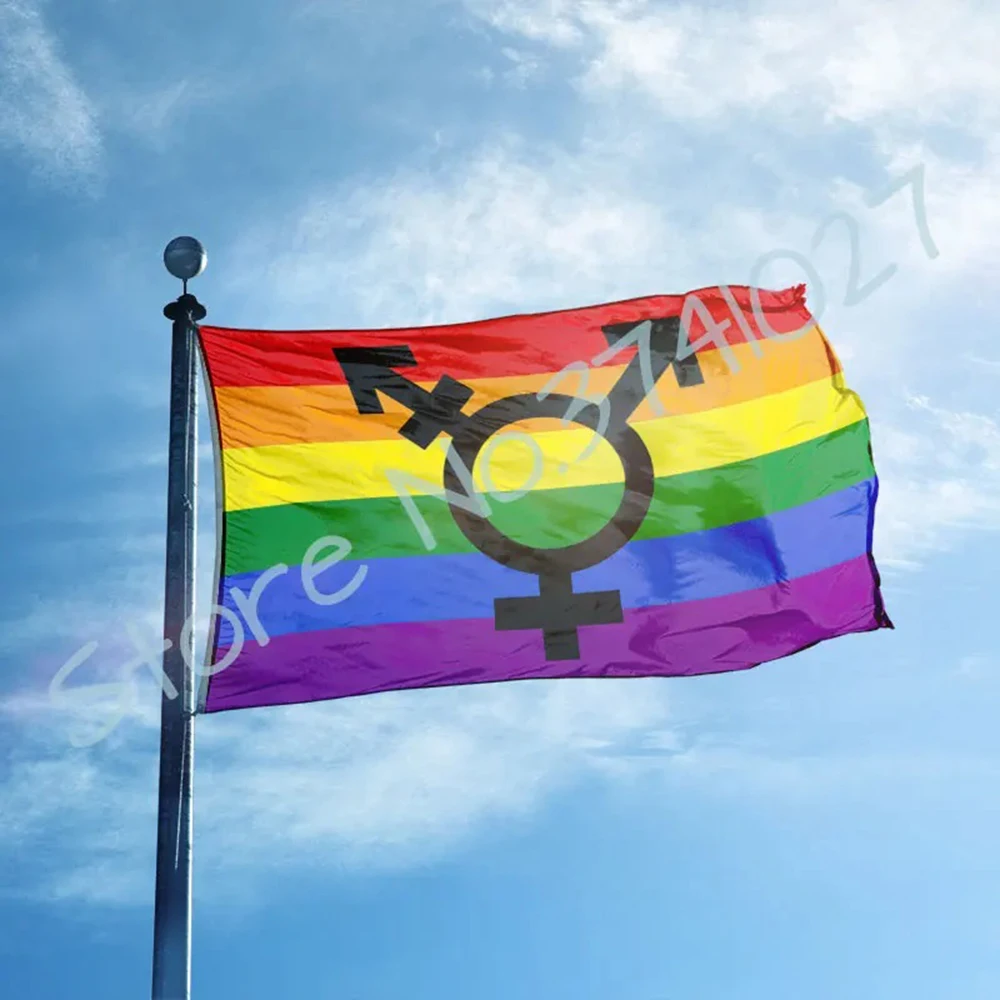 Rainbow Transgender Symbols Pride Flag Gay Lesbian LGBT 2X3FT 3x5ft Polyester Flag