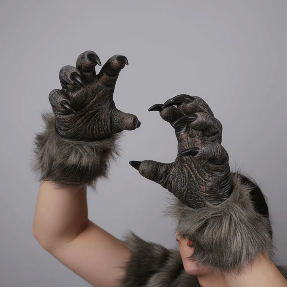 Party Props Creepy Halloween Gloves Realistic Flexible Beast Claws Textured Durable Werewolf Hands Pranks