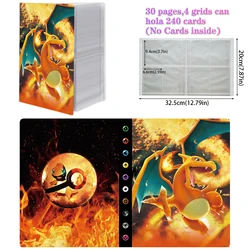 2024 Charizard แฟ้มสะสมสมุดกระเป๋าใส่บัตรอนิเมะโฟลเดอร์สำหรับอัลบั้ม pokemones 240ชิ้นหนังสือการ์ด