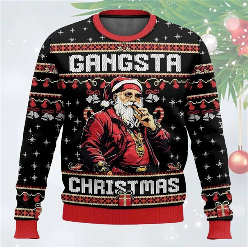 2025 Santa Claus fell from Nakatomi Plaza Ugly sweater Funny Christmas pullover top Men and women adult children's clothing Holi