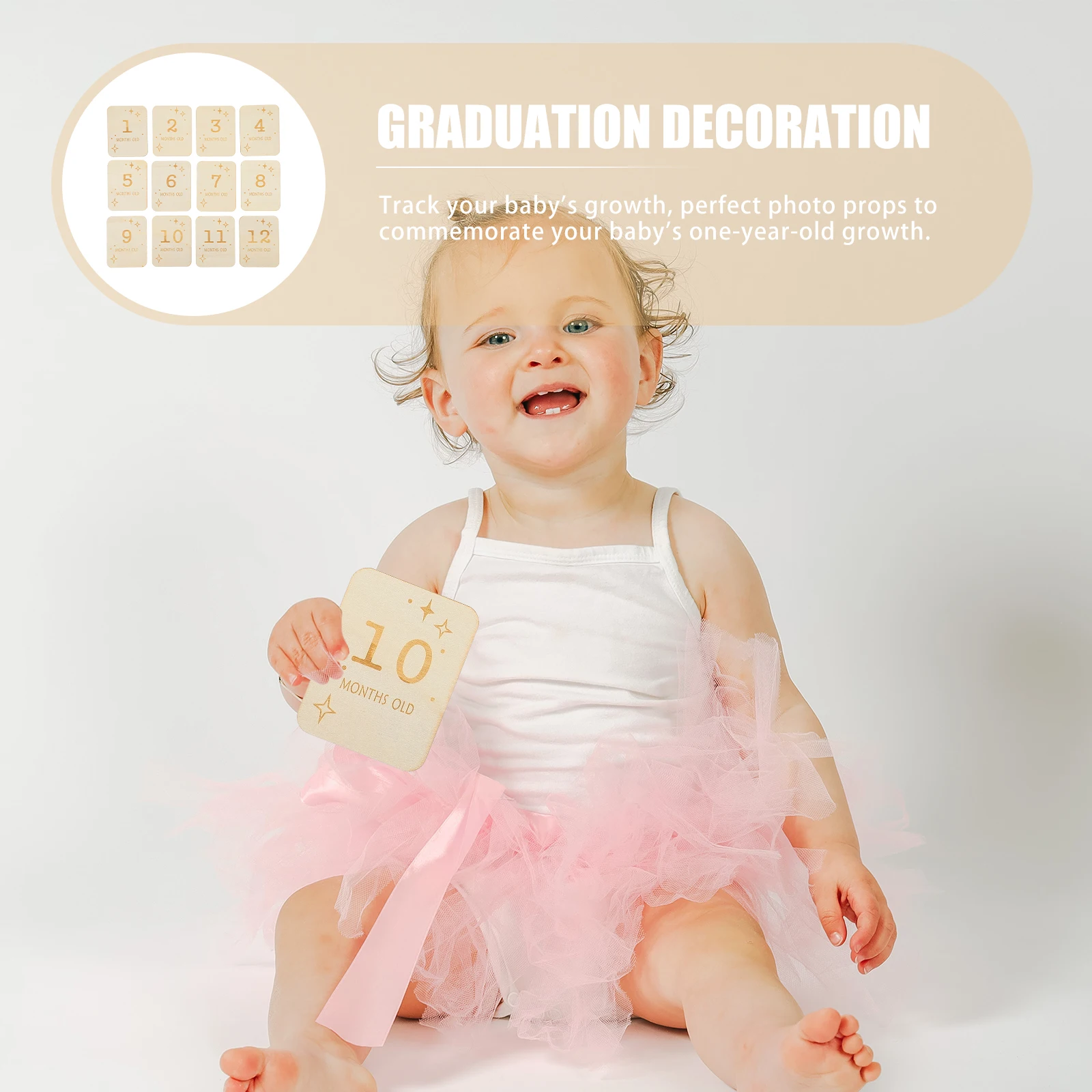 

12Pcs Wooden Baby Milestone Cards Natural Baby Growth Photo Props Infant Monthly Commemorative Cards Wooden Slices