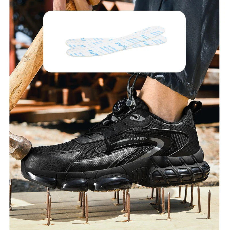 Stivali da lavoro antinfortunistici da uomo Stivali da costruzione industriali antiscivolo con punta in acciaio Scarpe protettive da esterno leggere