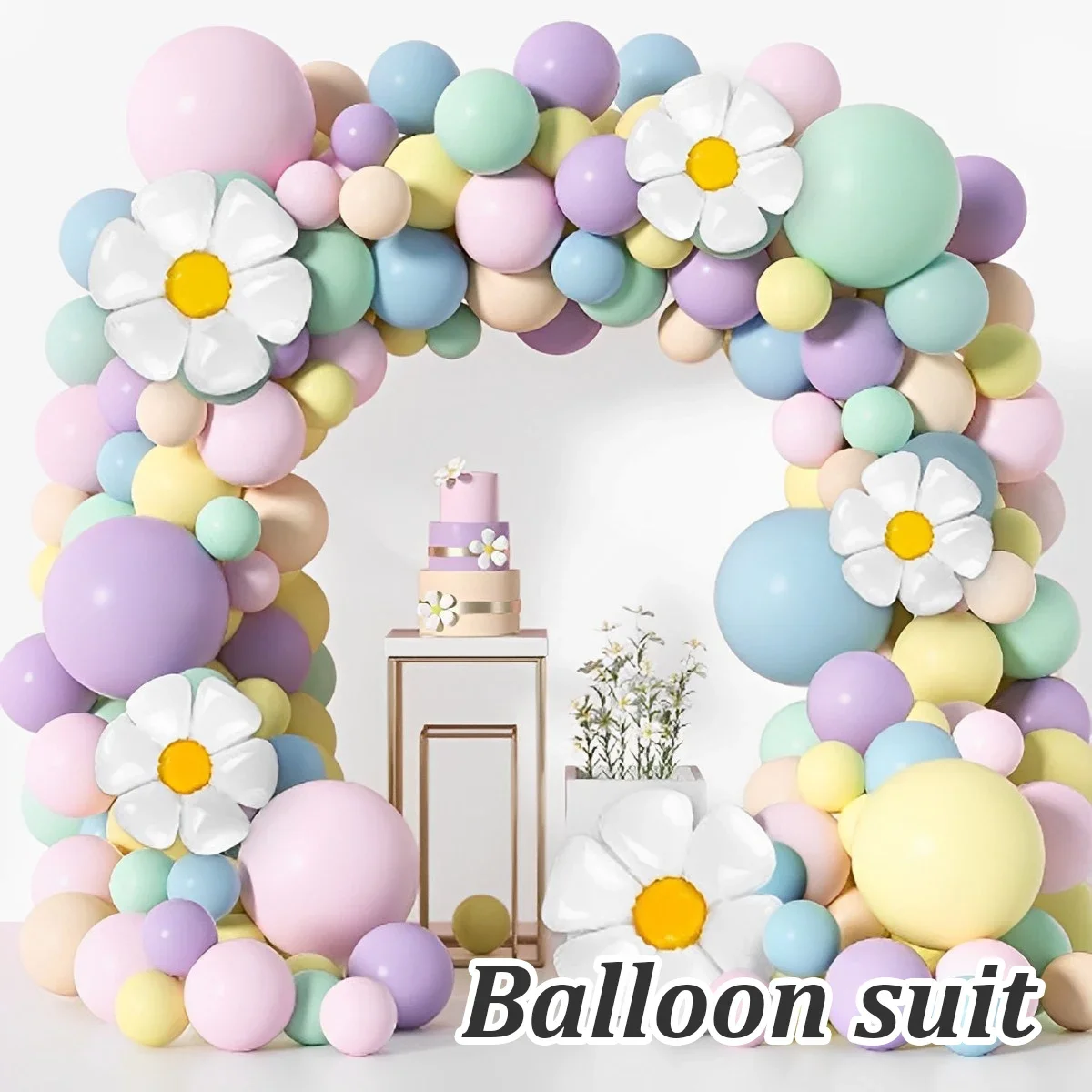 163Pcs Daisy Balloon Garland Arch Kit White Daisy Flower Reusable Pastel Balloon Set Latex Macaron Balloons for Party Decoration