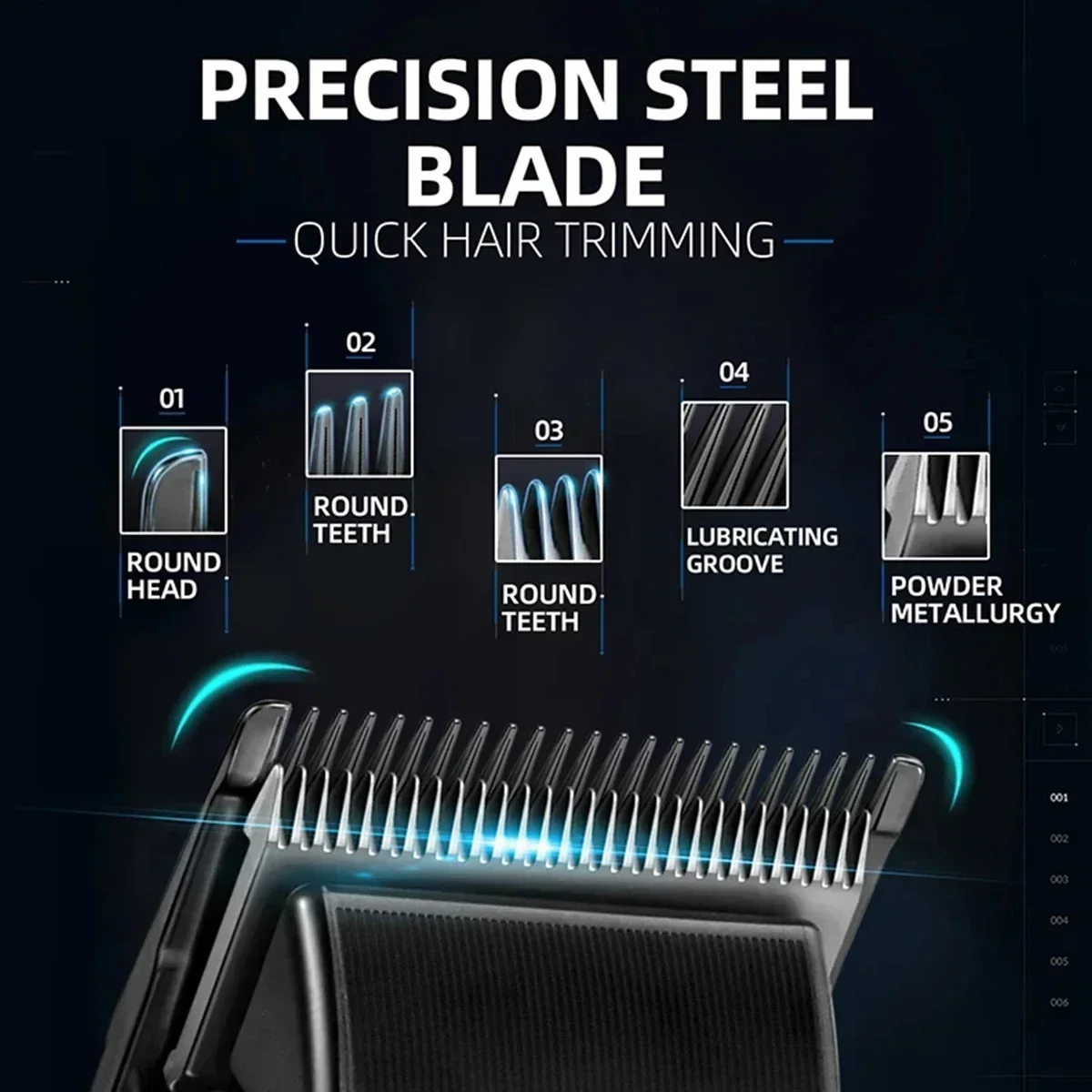 9000RPM Kemei KM-1858 Men's Hair Clipper DLC Blade LED Display Cordless Professional Barber Machines Hair Cutting Machine Barber