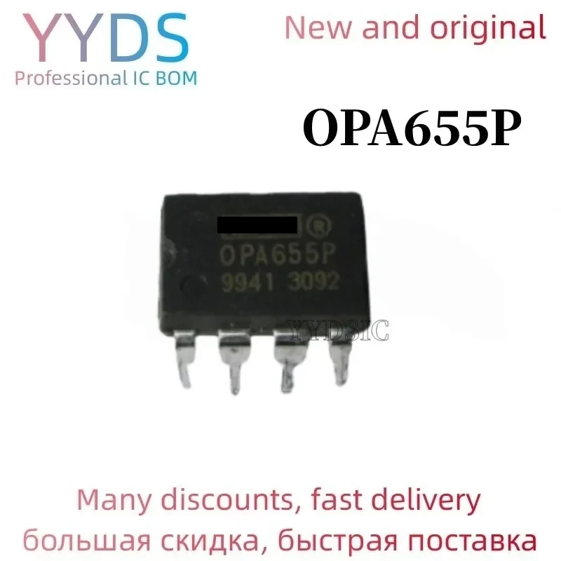Amplificateur opérationnel à large bande OPA655P OPA655 DIP8, gain d'unité stable, entrée FET, 2 pièces