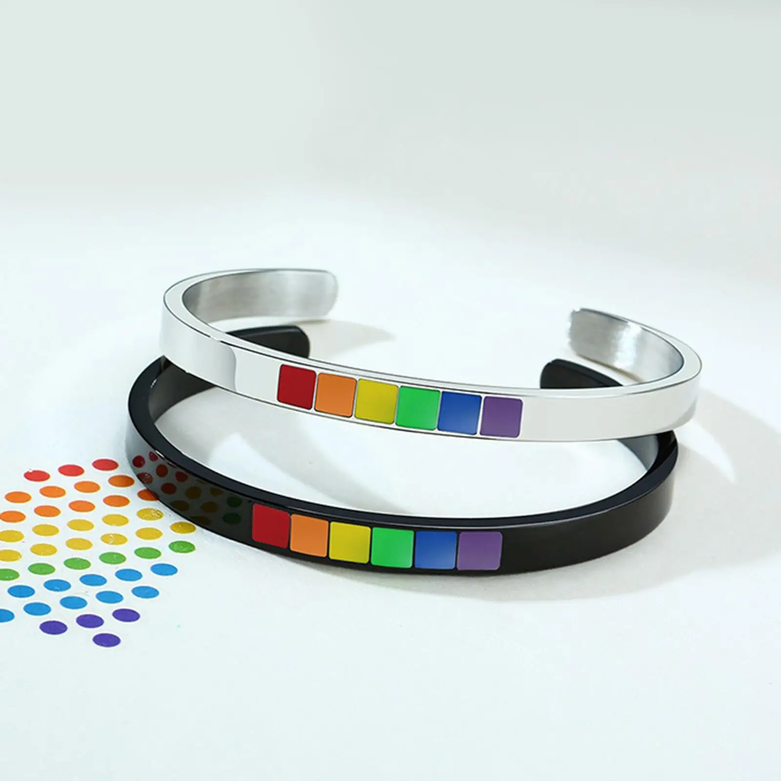 Premium Stainless Steel LGBT Pride Bracelet Rainbow Flag Jewelry for Bisexual Lesbian Gay Pride March