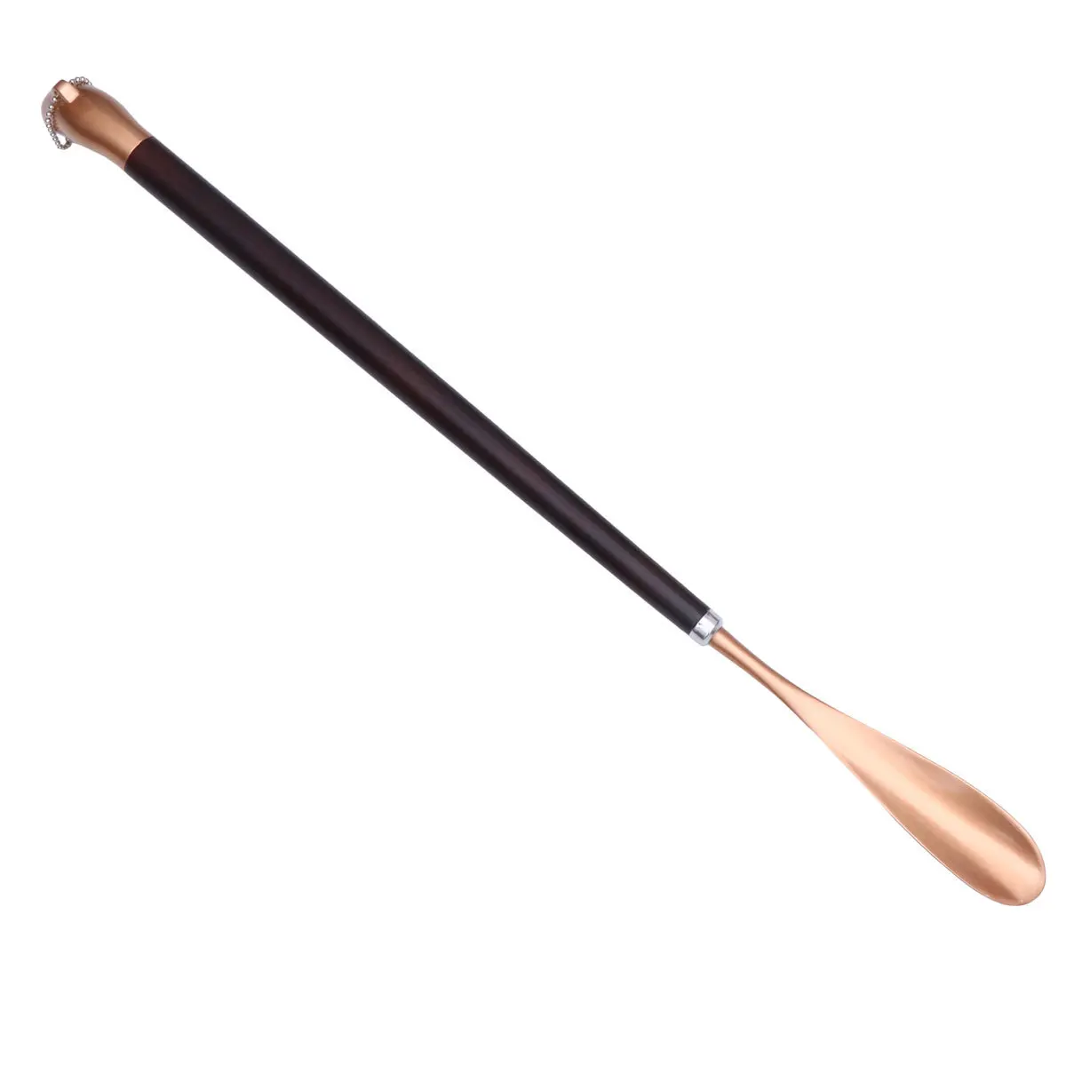 Metal Shoehorn Golden Detachable Wooden Handle Alloy Shoe Horn Long Handle Dolphin Shape Tip For Seniors Elderly Pregnant Women