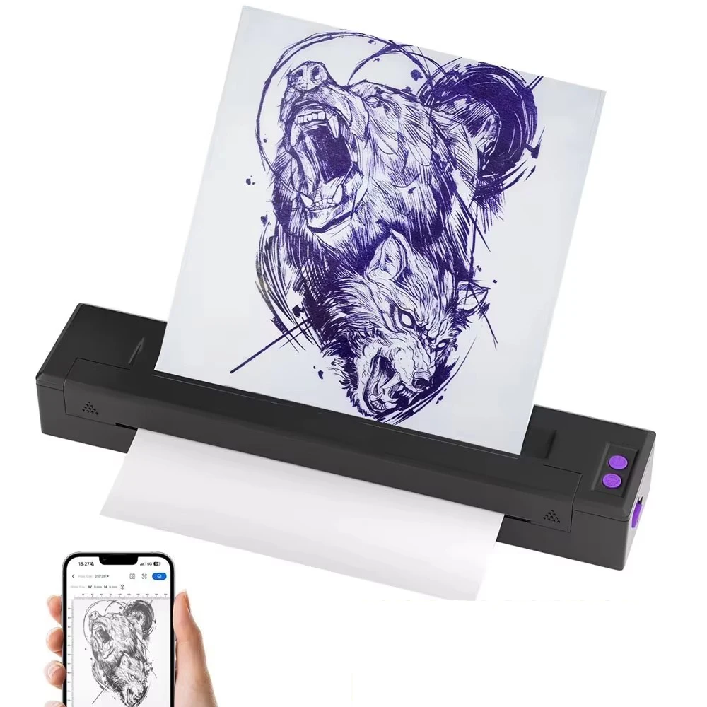 

Wireless Tattoo Transfer Stencil Printer Bluetooth Tattoo Printer Thermal Copier Machine Compatible with Smartphone & PC