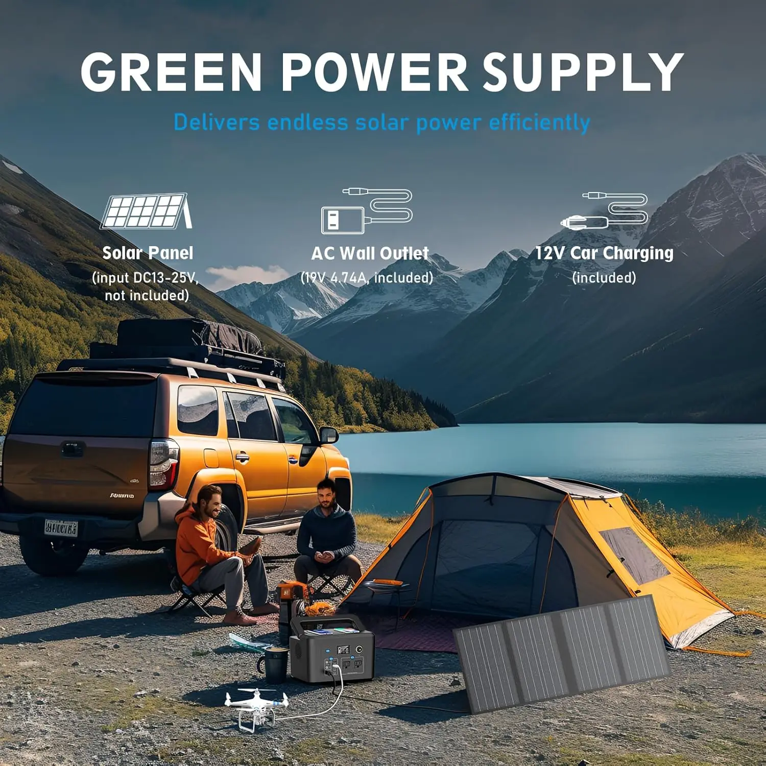 600W Portable Power Station with 296Wh Battery, AC Outlets, USB-C PD100W & Wireless Chargers for Camping/RVs/Home