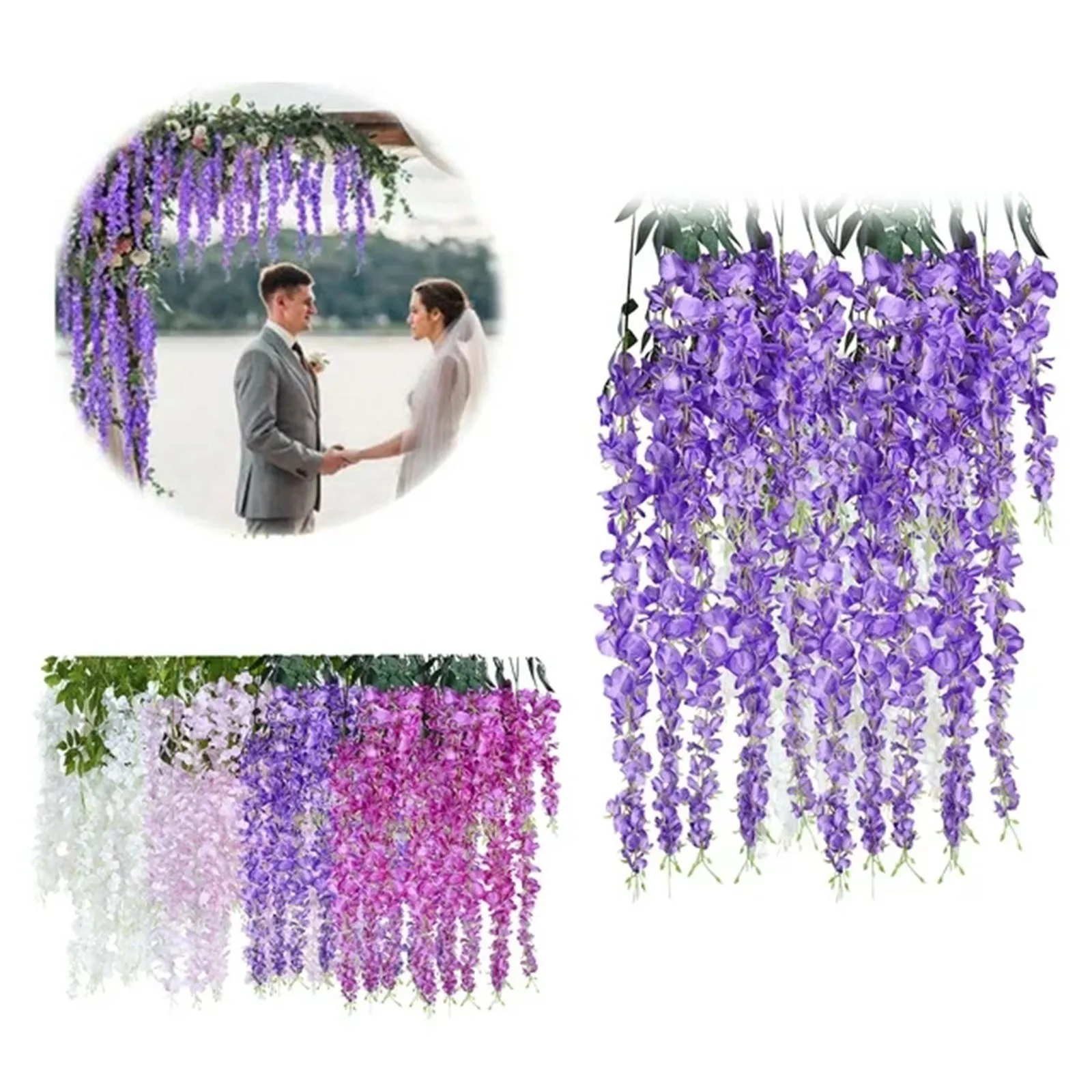 12pcs Wisteria Vines 3.7 Feet Wisteria Hanging Garlands With Flowers For Wedding Home Purple Tall Flower Stand Indoor декор