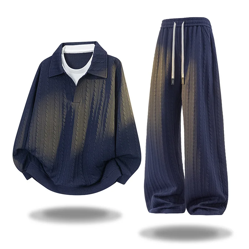 

Plus-size Japanese-style Casual Sportswear Set for Men 2026 New Autumn Fashion Men Wear Plus-size Pullover Straight-leg Pants