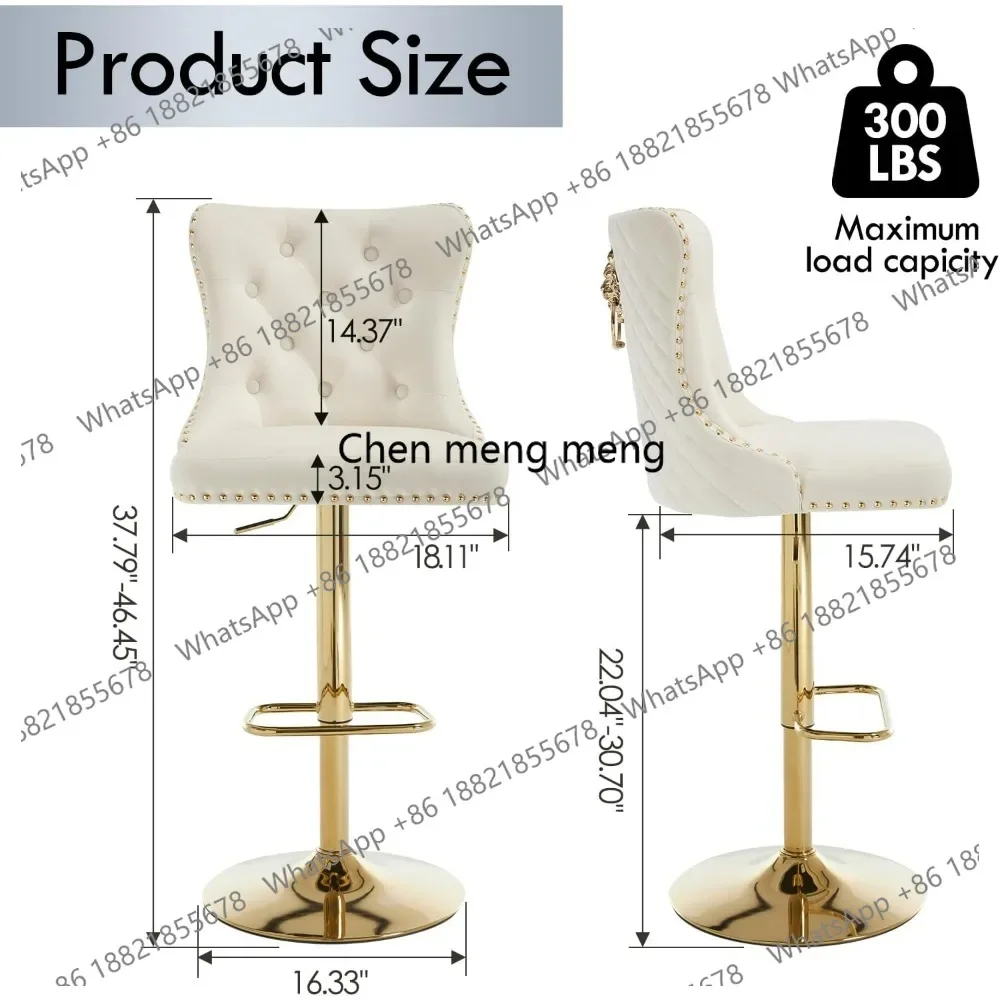 Hot sales Gold Barstools Set of 4,Velvet Swivel Bar Height Stools with Lion Pull Ring,Upholstered Counter Height Stools with Hig