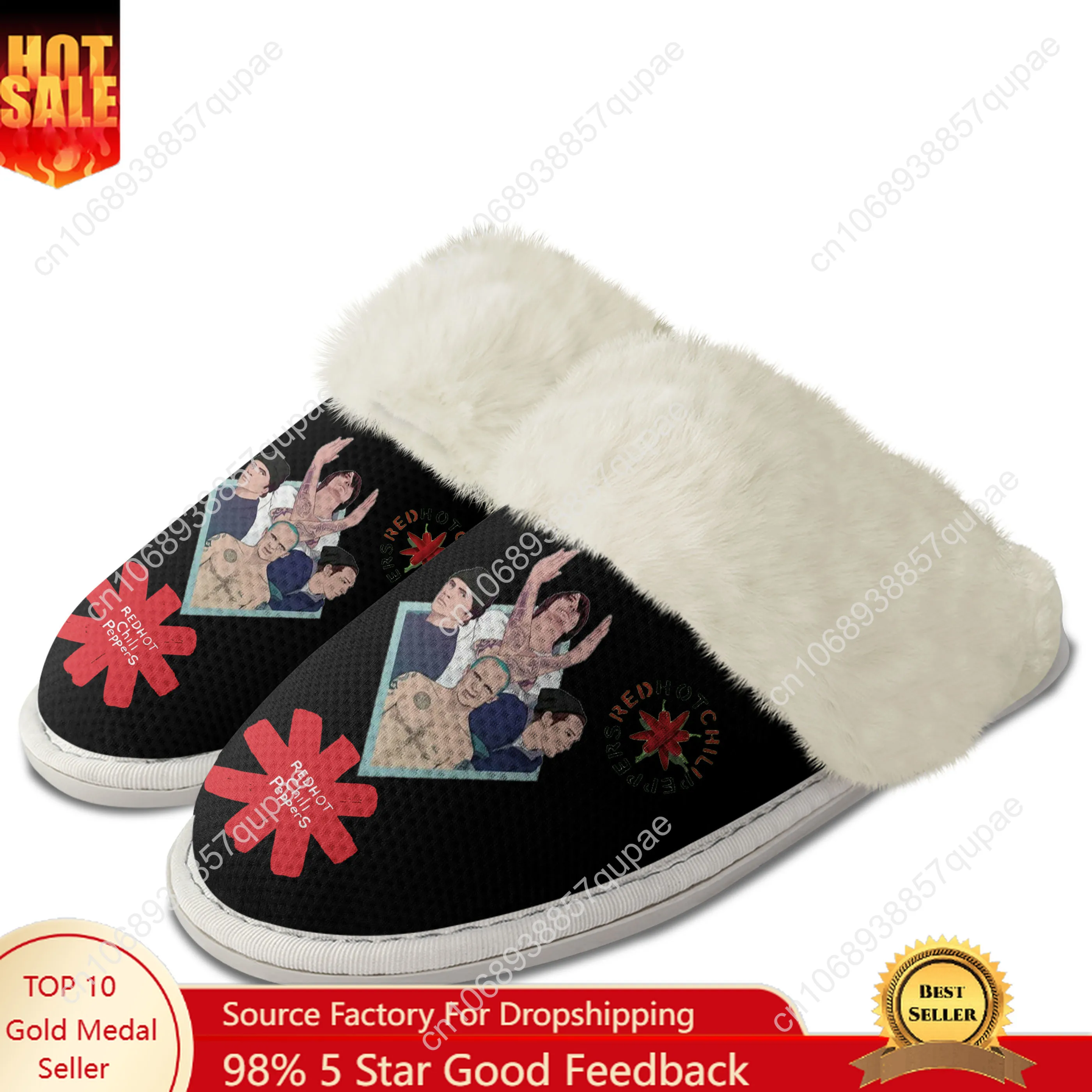 Red Hot Chili Peppers Plush Slippers Keep Warm Shoe Hip Hop Men Women Home Cotton Bedroom Customized Thermal Lightweight Slipper