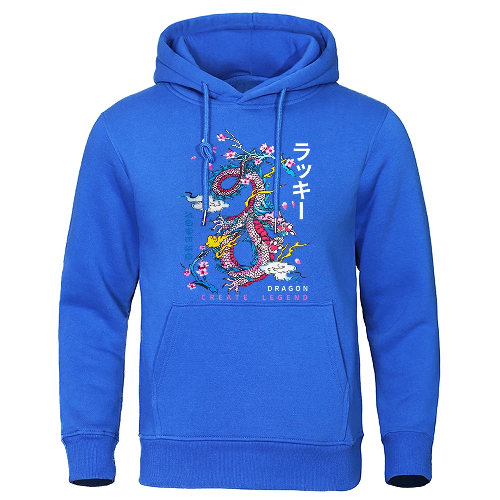 Dragon Create Legend Auspicious Clouds Mens Streetwear Loose Pullover Hoody Fashion Crewneck Hoodies Vintage Fleece Hoodie Man