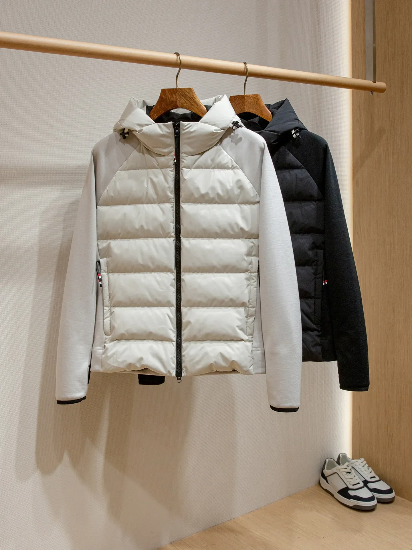 White goose down filled Sande wool fleece splicing, ski outdoor down jacket